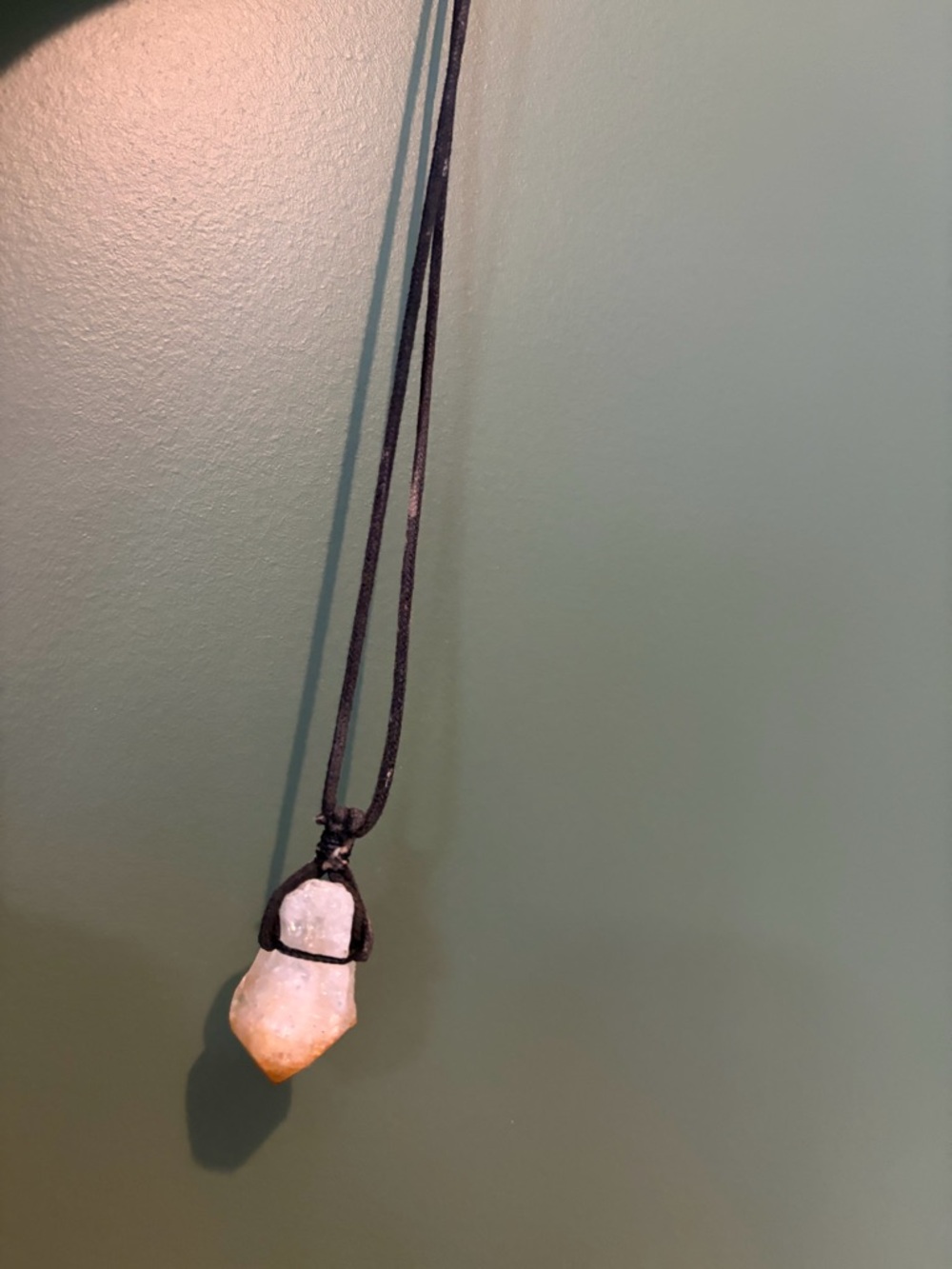 Raw Citrine Crystal Pendant Necklace with Black Cord
